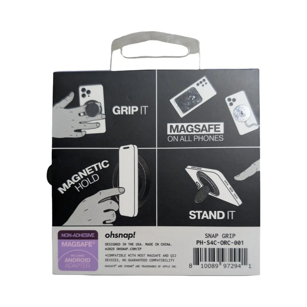 Gg1-O OhSnap Magnetic UltraThin Grip & Stand w/ Charge-thru Magsafe Orchid Slap
